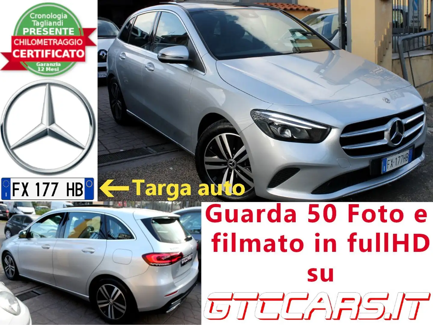 Mercedes-Benz B 220 d Sport 190Cv Navi Tetto Pelle UNIPRO IVA DEDUCIB. Argento - 1