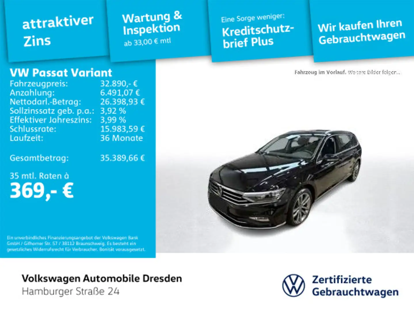 Volkswagen Passat Variant Elegance 2.0 TDI DSG IQ KAM TRAVE Schwarz - 1