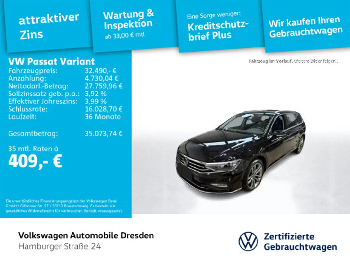 Volkswagen Passat Variant Elegance 2.0 TDI DSG IQ KAM TRAVE Schwarz - 1