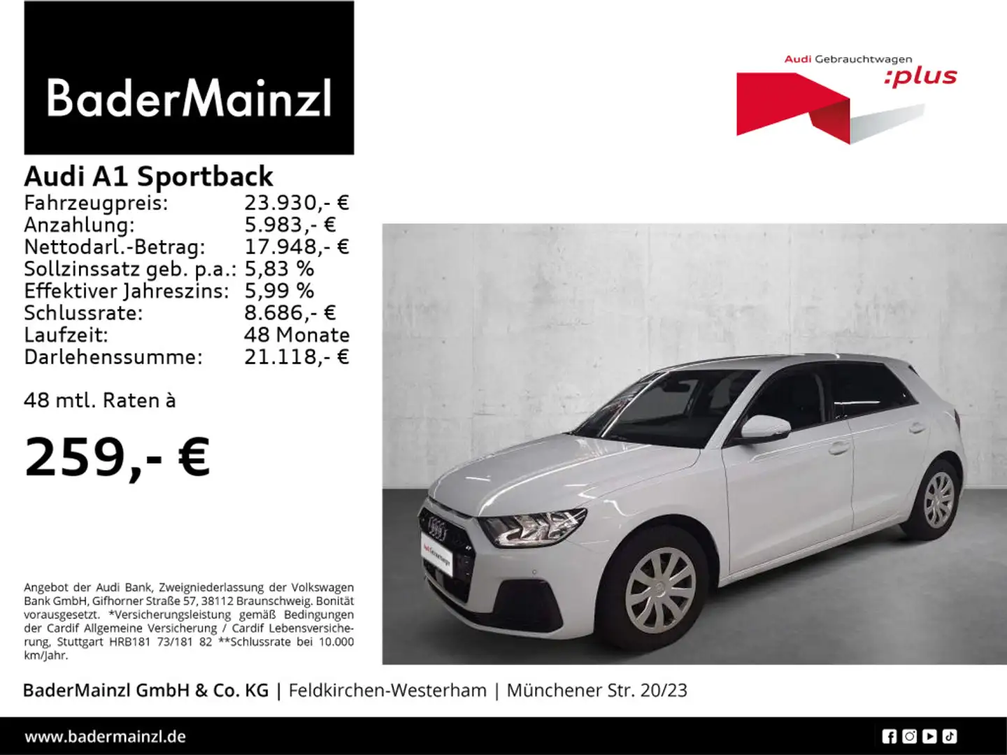 Audi A1 25 TFSI S tronic Carplay SHZ Virtua Weiß - 1