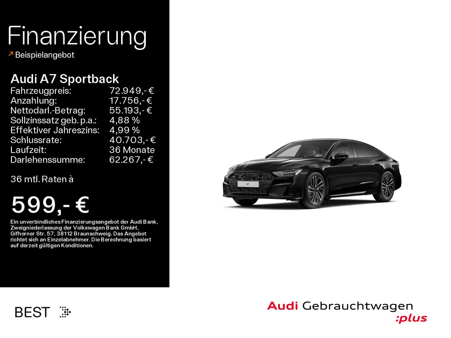 Audi A7 50 TDI quattro S-LINE*NAVI-PLUS*KAM Schwarz - 1