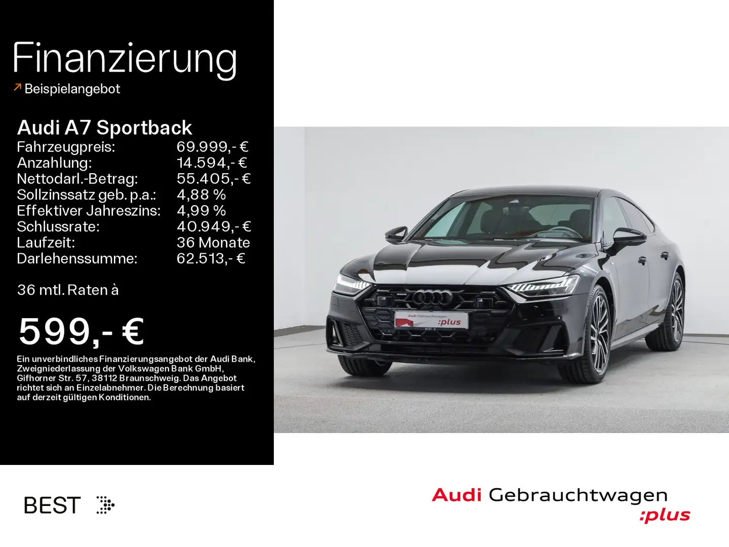 Audi A7 50 TDI quattro S-LINE*NAVI-PLUS*KAM Schwarz - 1
