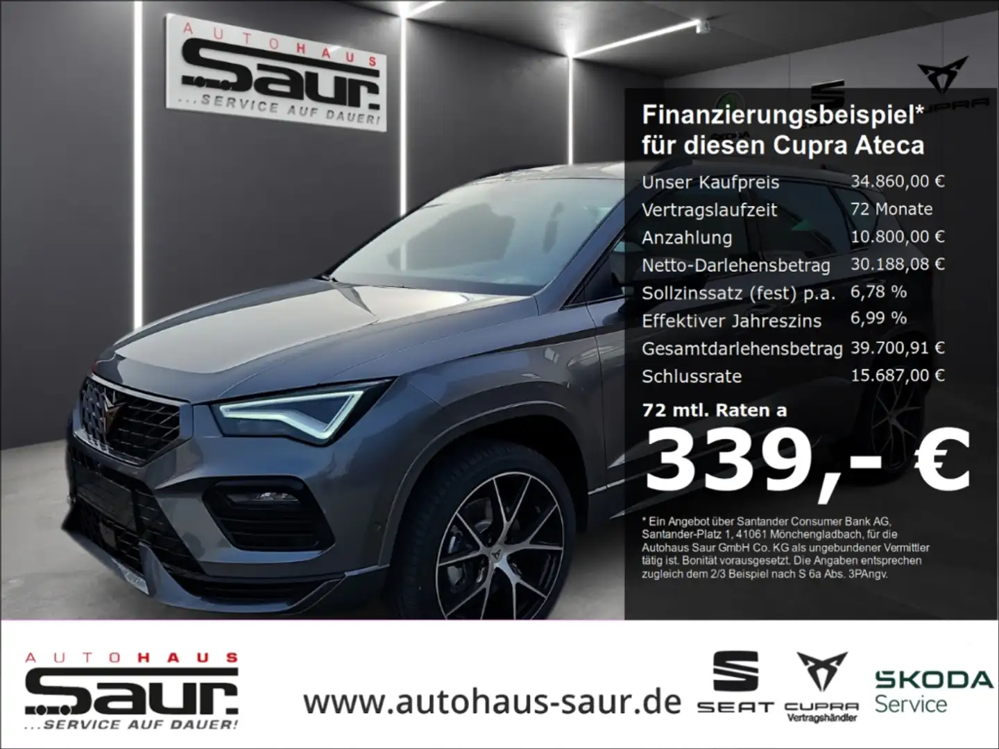 CUPRA Ateca 2.0 TSI 4Drive DSG VOLL LED BEATS RÜCKFAHRKAMERA S Grau - 1