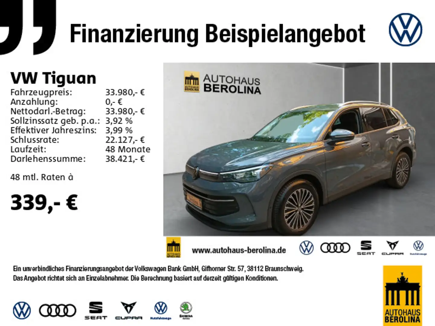 Volkswagen Tiguan 1.5 eTSI Life DSG *AHK*LED+*ACC*NAV*SHZ* Gris - 1