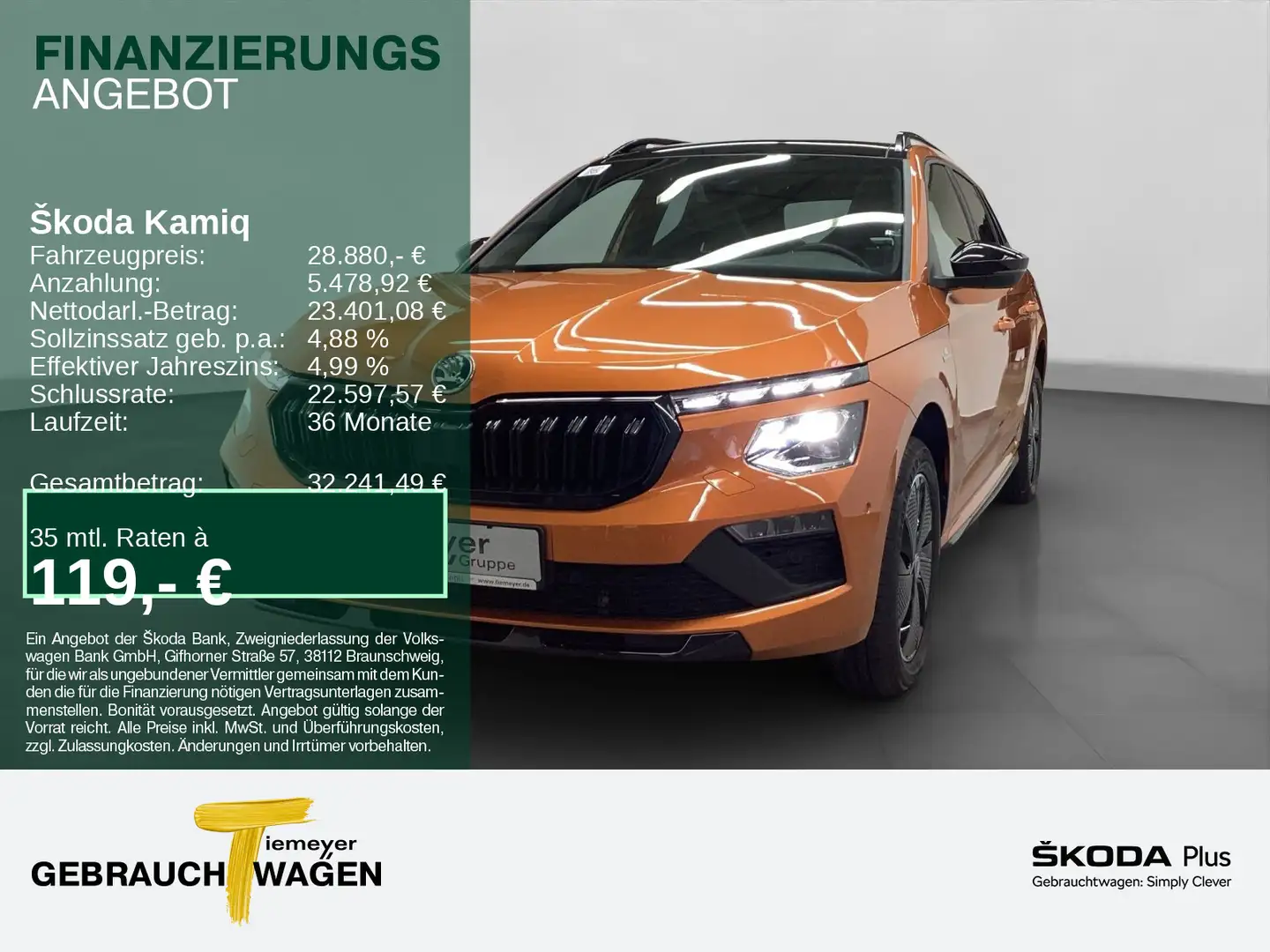 Skoda Kamiq 1.5 TSI DSG MONTE CARLO PANO ASSIST KAMERA Orange - 1