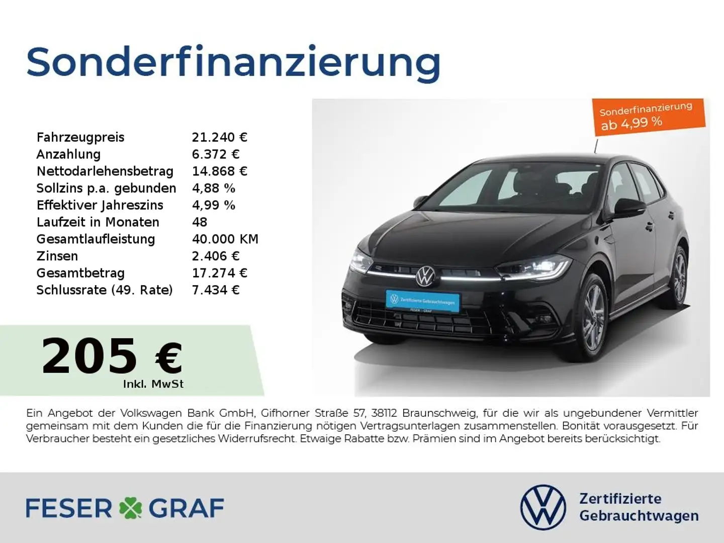 Volkswagen Polo 1.0 TSI R-Line DSG ACC Kamera Navi Sitzhzg. Schwarz - 1