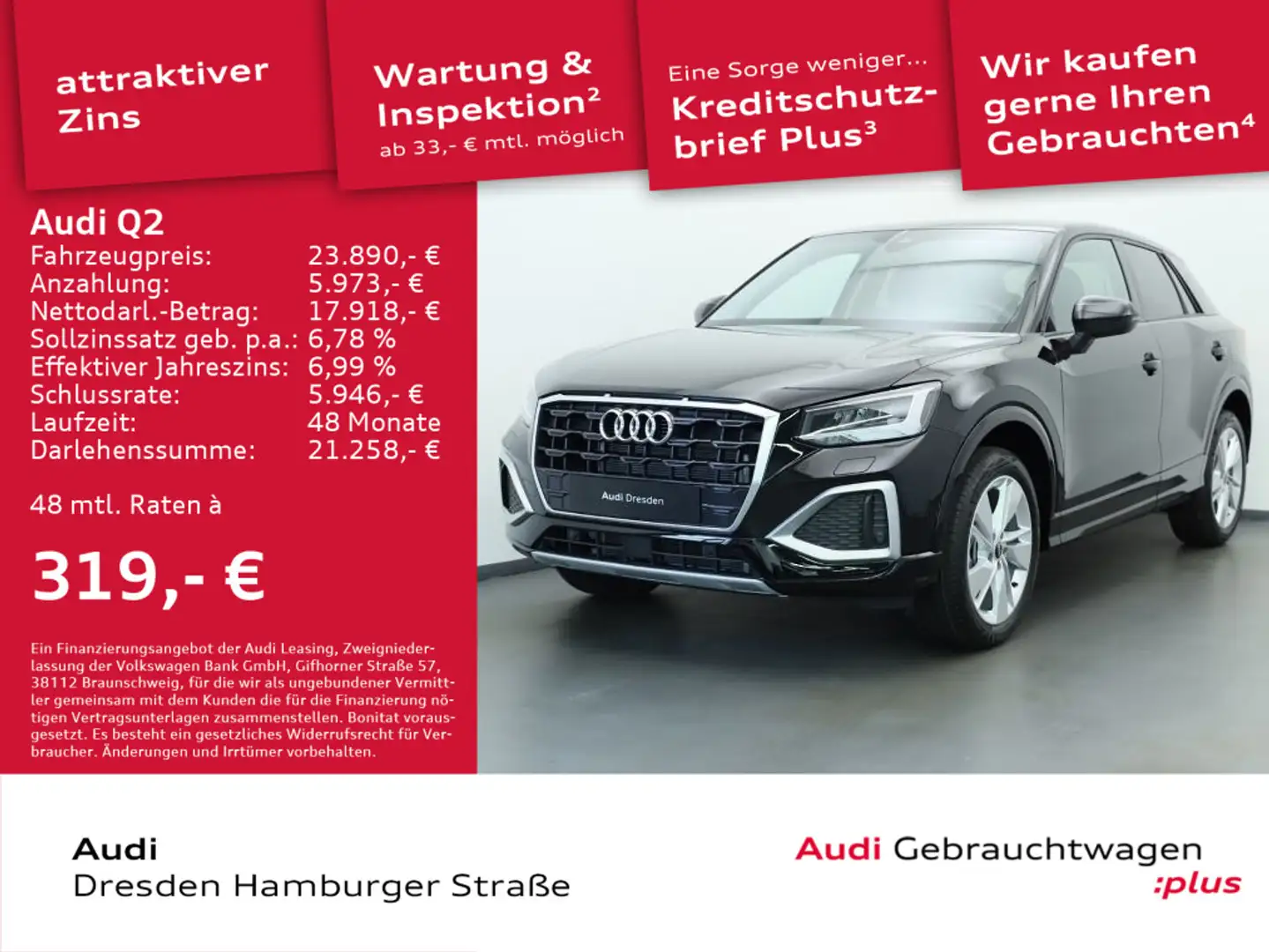 Audi Q2 30 TFSI advanced LED Navi GRA AHZV Schwarz - 1