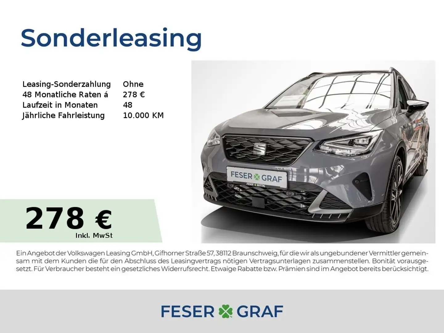 SEAT Arona 1.0 TSI DSG FR Black Edition LED/Navi/ACC Grau - 1