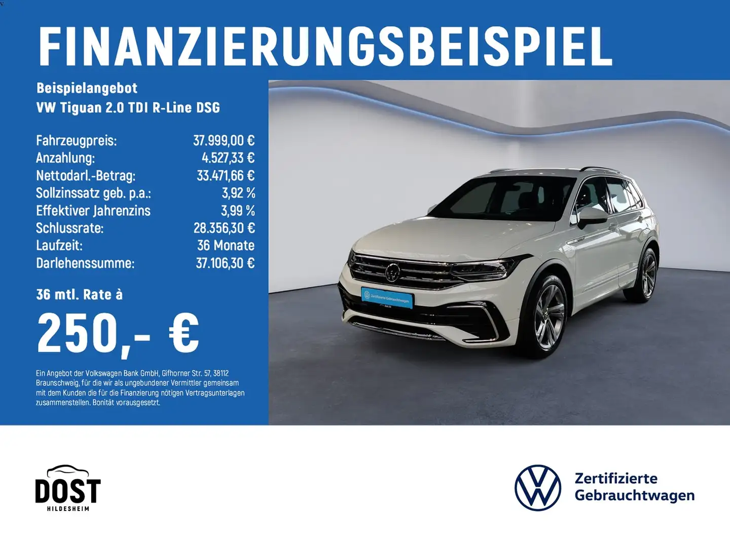 Volkswagen Tiguan 2.0 TDI R-Line DSG ACC+AHK+DAB+KEYLESS+LED Weiß - 2