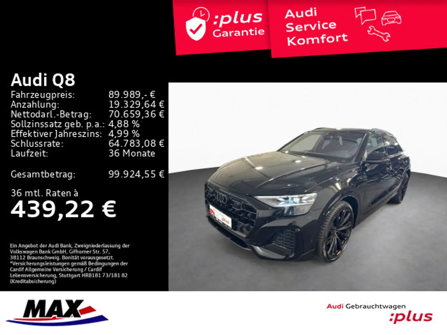 Audi Q8 50 TDI QUATT S LINE +HD MATRIX+LUFT+AHK+PANO+ Schwarz - 1