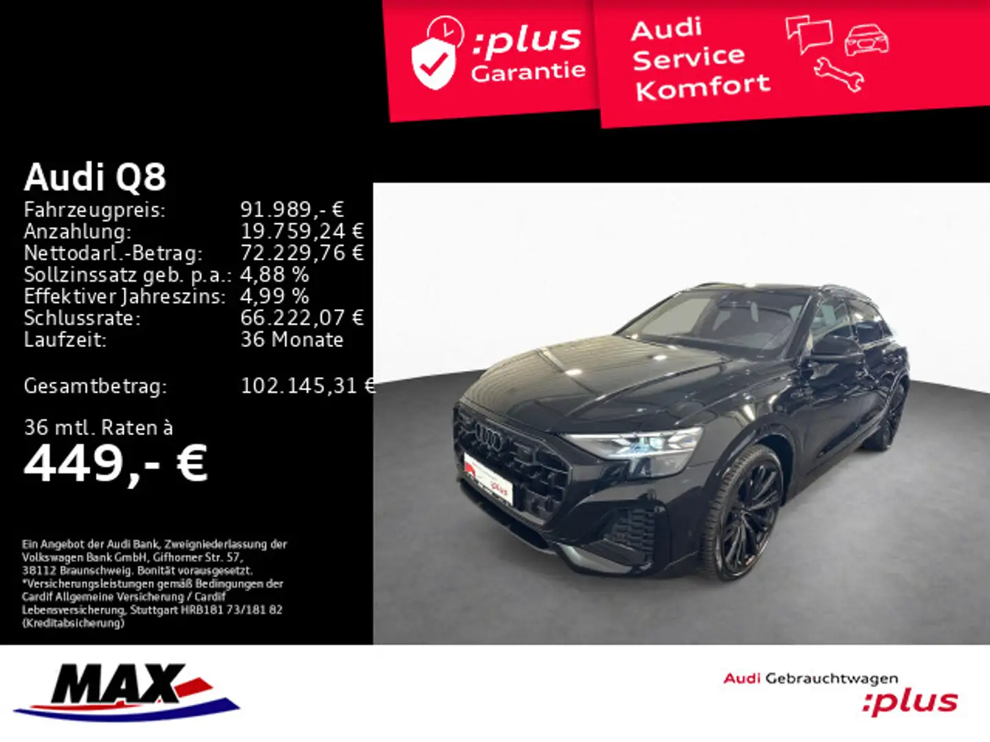Audi Q8 50 TDI QUATT S LINE +HD MATRIX+LUFT+AHK+PANO+ Schwarz - 1