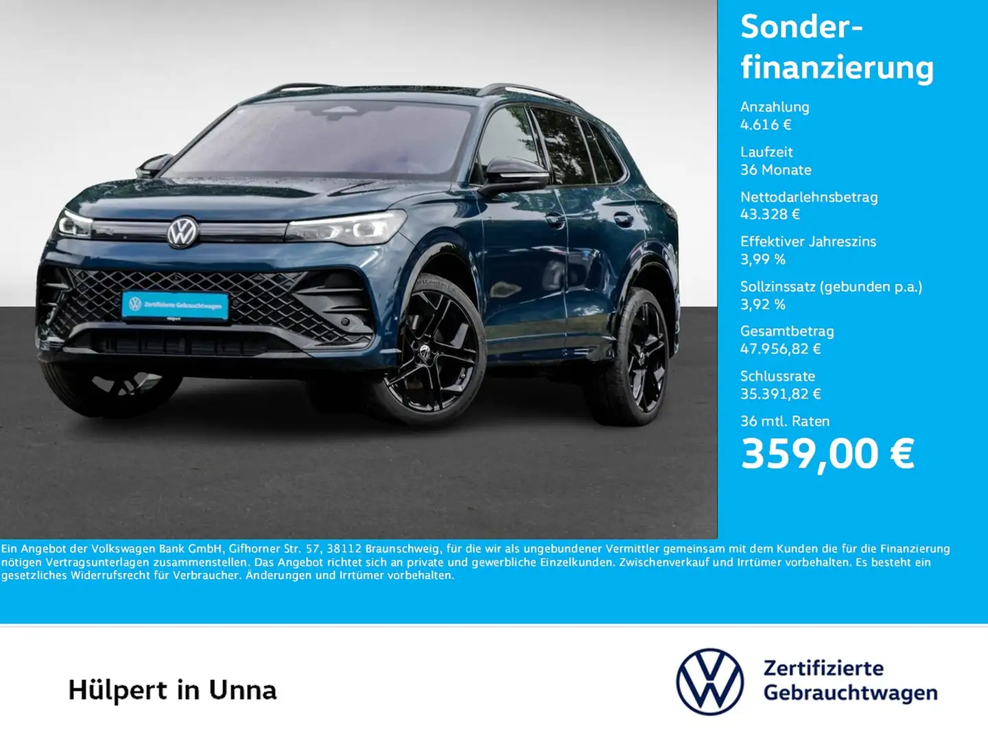 Volkswagen Tiguan 2.0 R-LINE 4X4 NEUES MODELL PANO AHK LM20 Blau - 1
