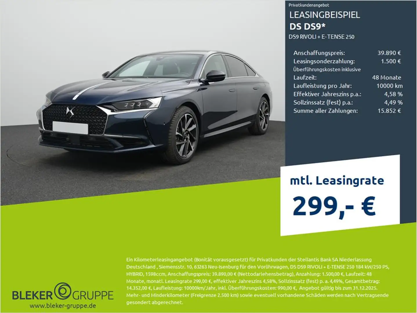 DS Automobiles DS 9 RIVOLI + E-TENSE 250 Blau - 1