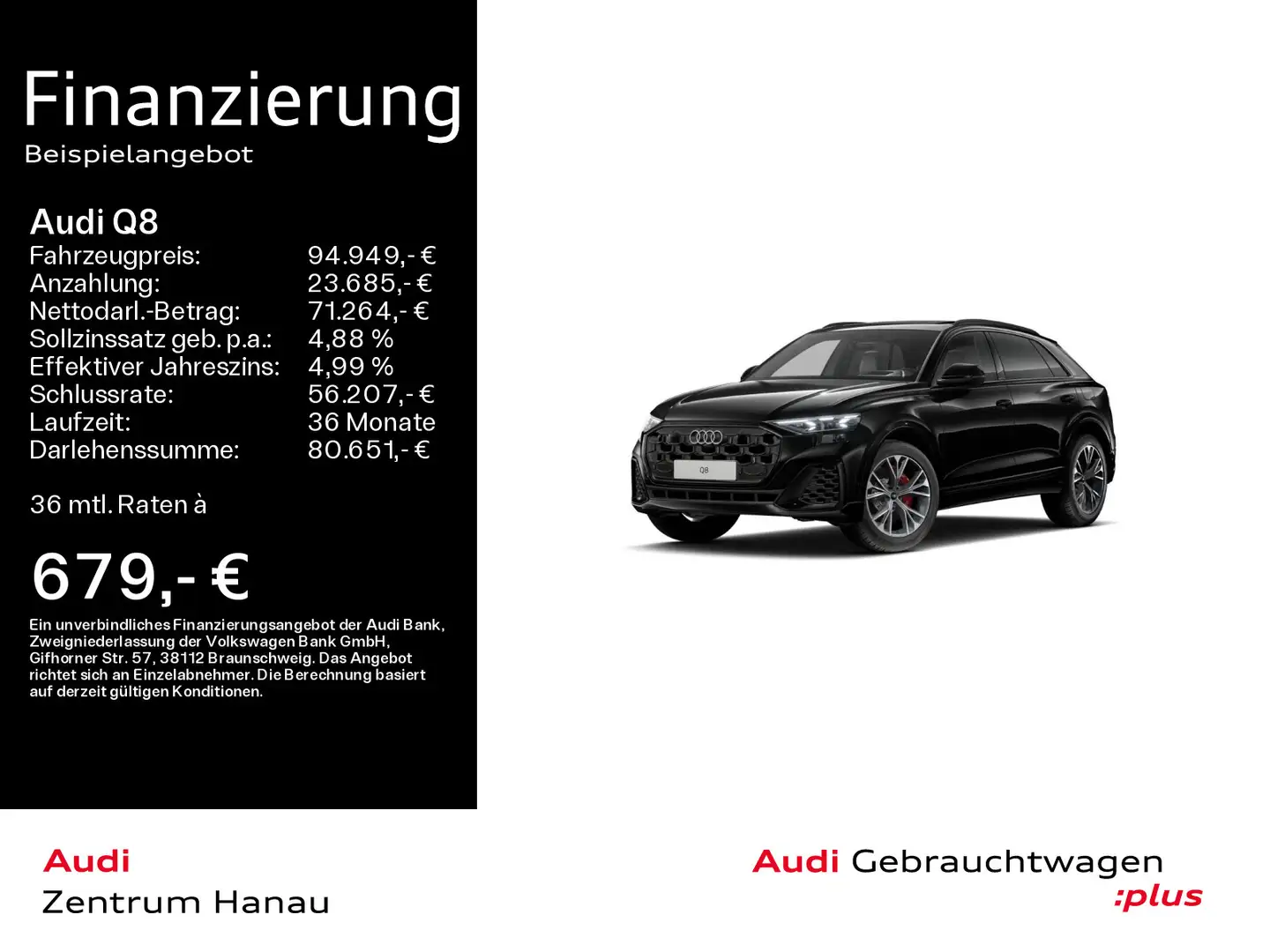 Audi Q8 60 TFSIe quattro S-LINE*NAVI*HUD*LEDER*AHK*PA Schwarz - 1