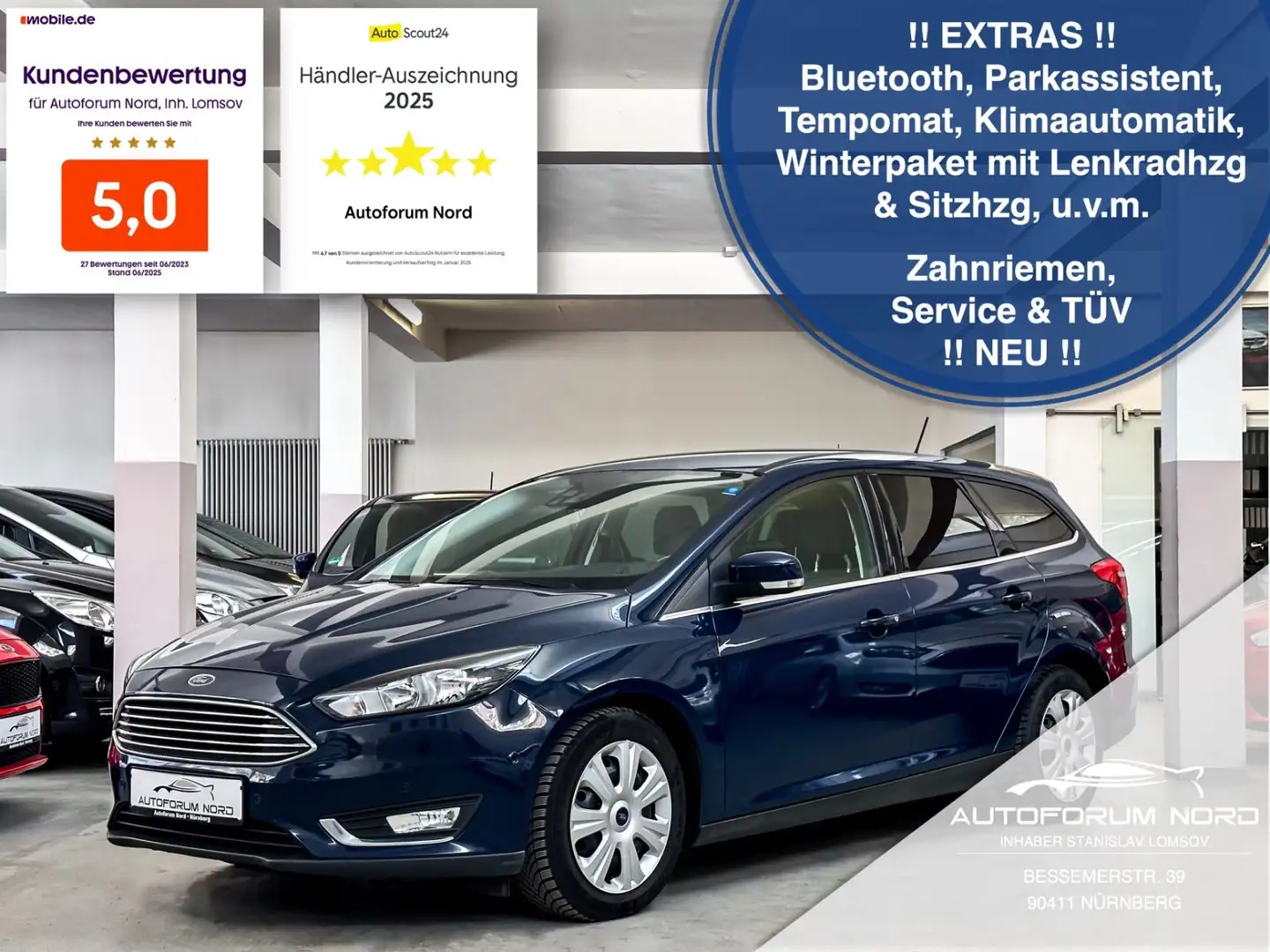 Ford Focus Turnier Titanium *NEU ZAHNRIEMEN+SERVICE* Blau - 1