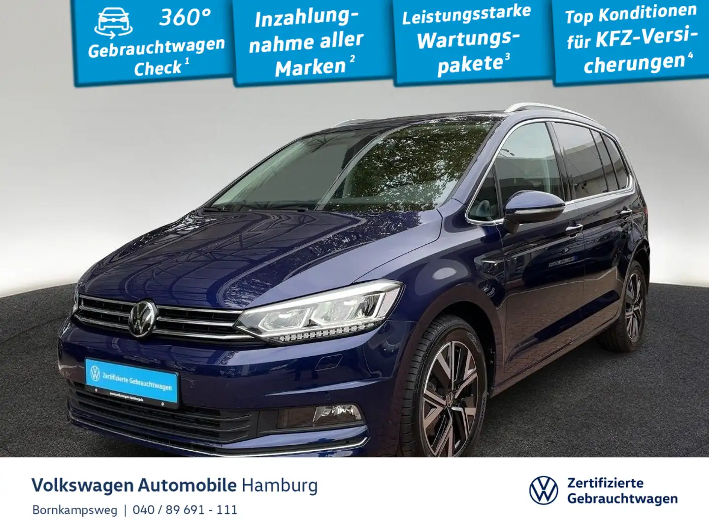 Volkswagen Touran 2.0 TDI Highline DSG AHK Navi LED Blau - 1