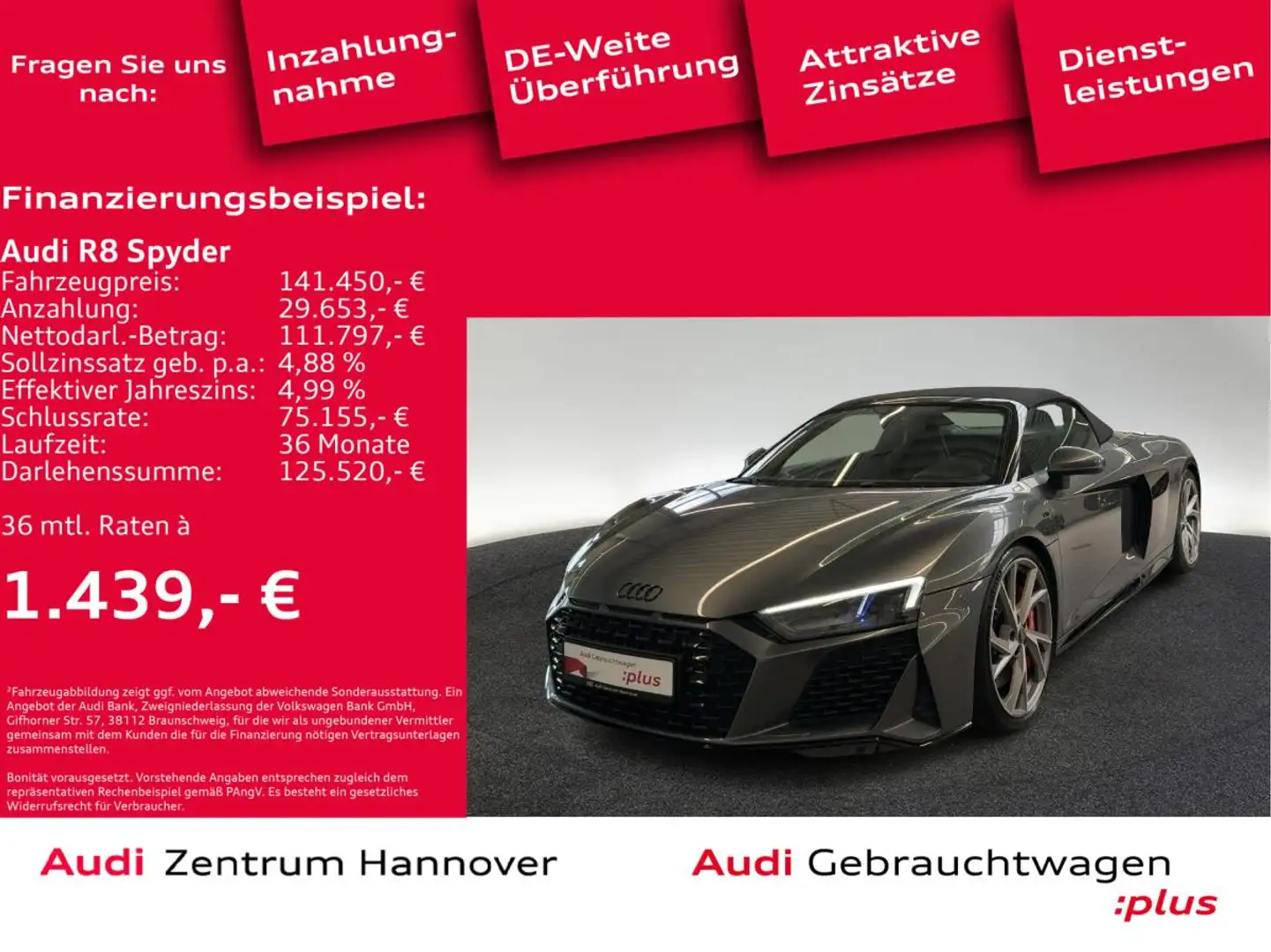 Audi R8 Spyder performance 5.2 FSI quattro Laser B&O Keram Grau - 2