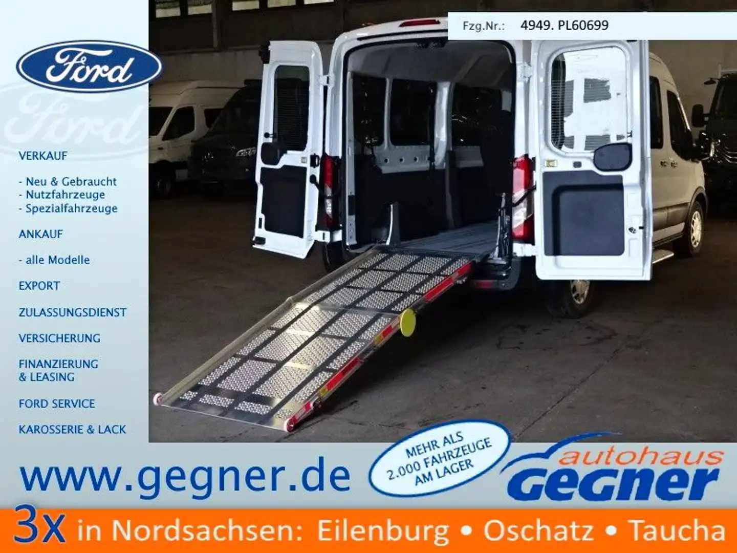 Ford Transit 350L3H2 Trend WiPa Rampe KMP BTW GRA Weiß - 1