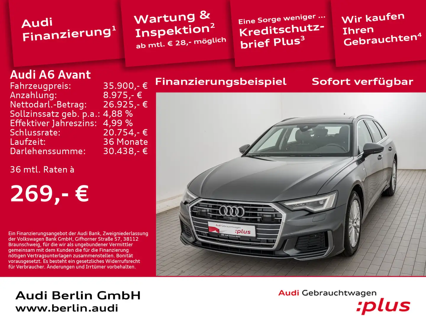 Audi A6 design 45 TFSI S tr. STDHZG MATRIX 360° Grau - 1