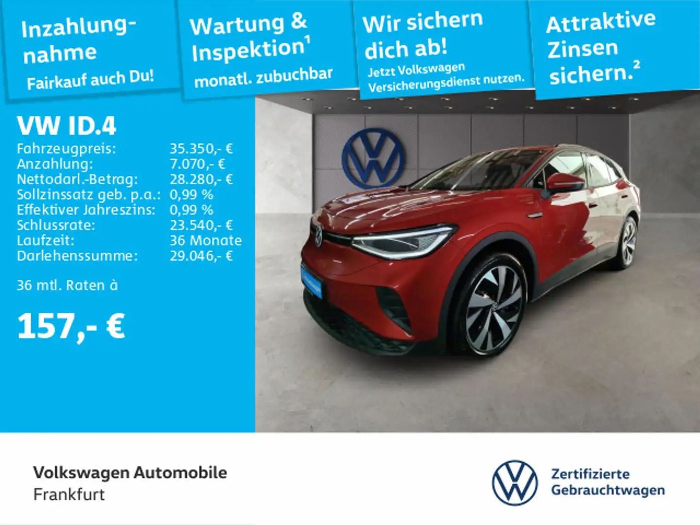 Volkswagen ID.4 Pro IQ.Light Navi LaneAssist ACC DAB+ Rot - 1