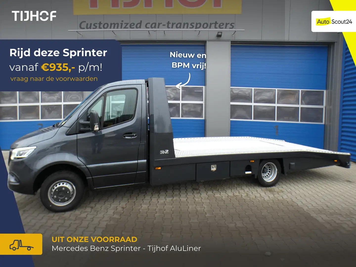 Mercedes-Benz Sprinter 519 CDI - Tijhof Autotransporter (BPM-vrij!) Grijs - 1