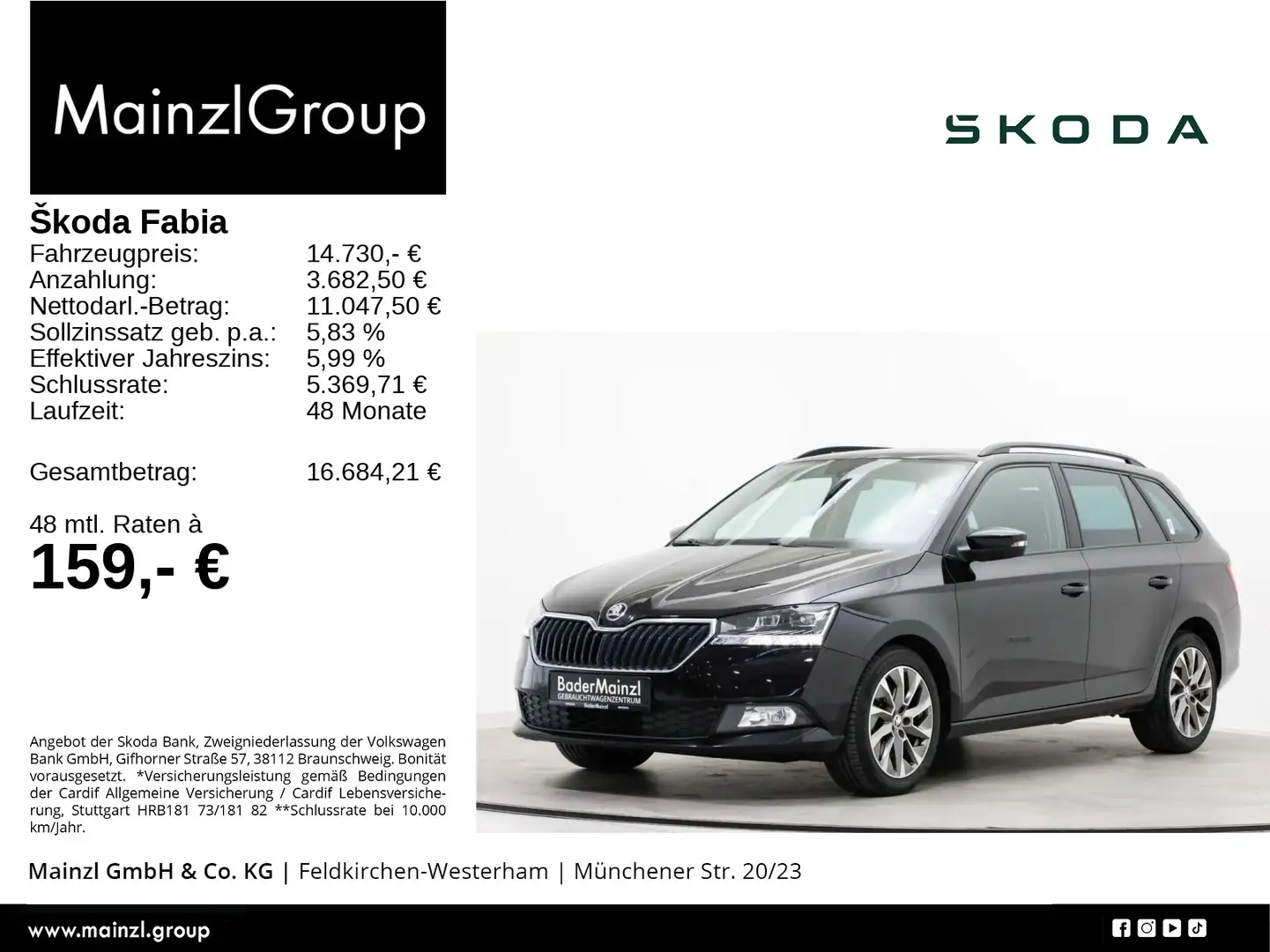 Skoda Fabia Combi 1.0 TSI DSG Clever PDC CarPlay SHZ Schwarz - 1