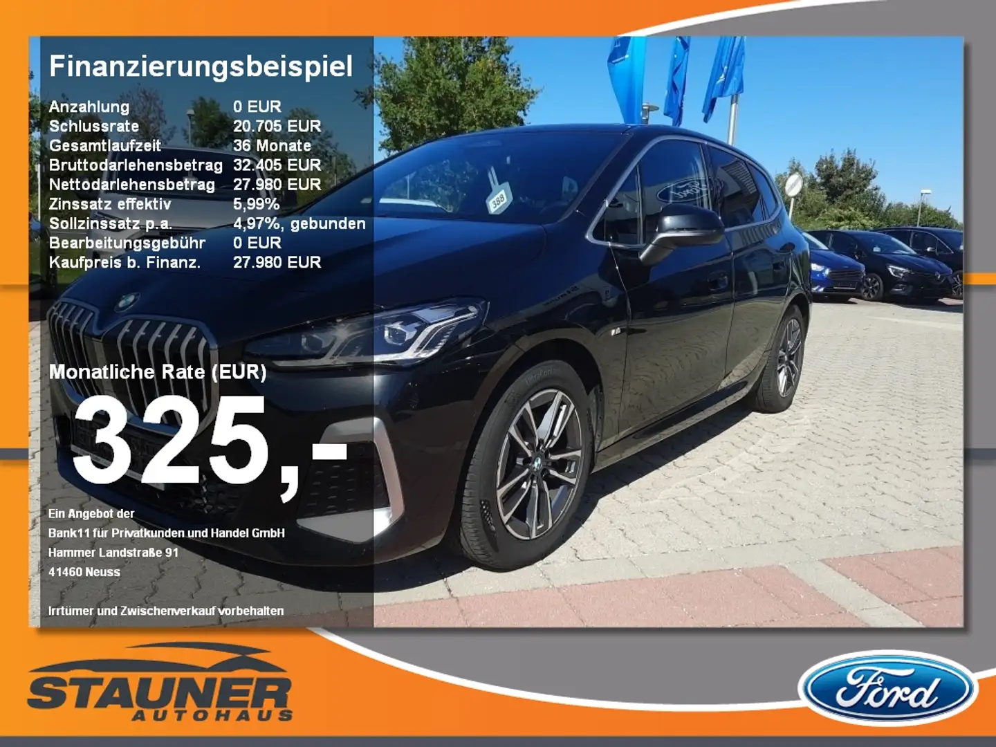 BMW 218 i Active Tourer M-Sport AHK H/K Pano Kamera Zwart - 1