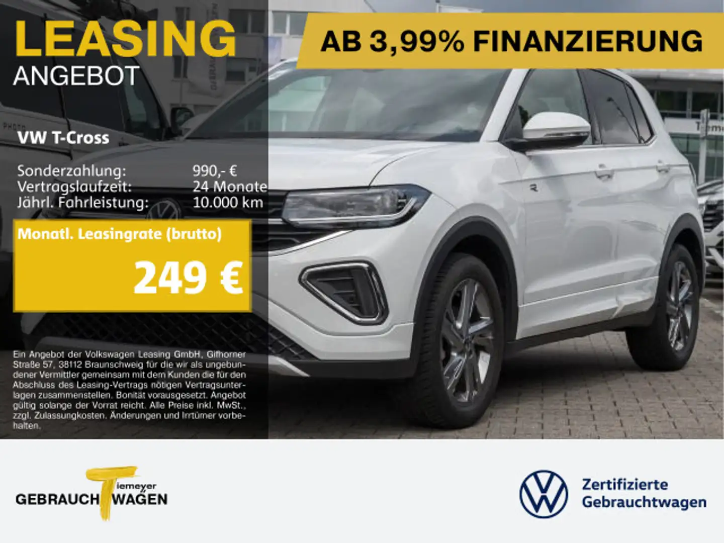 Volkswagen T-Cross 1.5 TSI DSG R-LINE IQ.LIGHT NAVI AHK ASS Weiß - 1