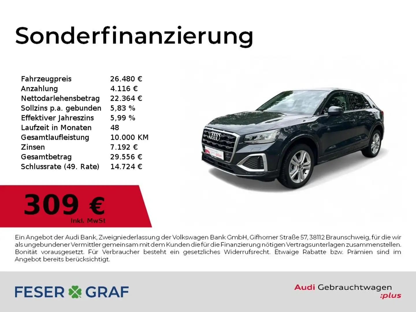 Audi Q2 35TFSI advanced S tronic Pano/GRA/VC/SHZ/Kamera Grau - 1