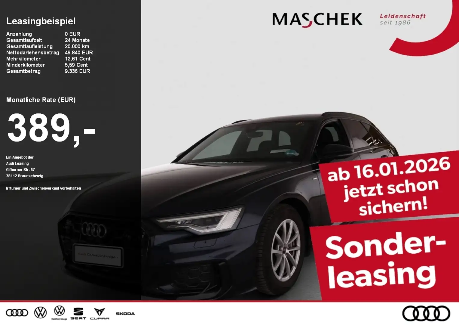 Audi A6 Avant advanced 45 TDI quat ACC Matrix Leder AHK Na Schwarz - 1