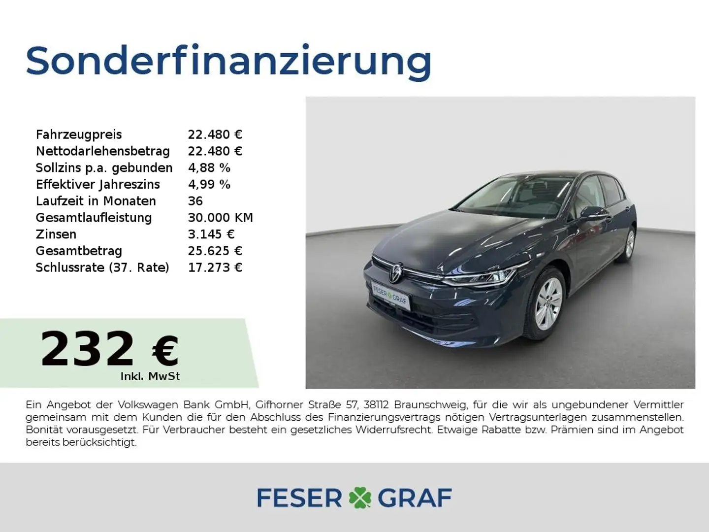 Volkswagen Golf VIII Life 1.5 TSI 85 kW 6-Gang ACC LED Navi Grigio - 1