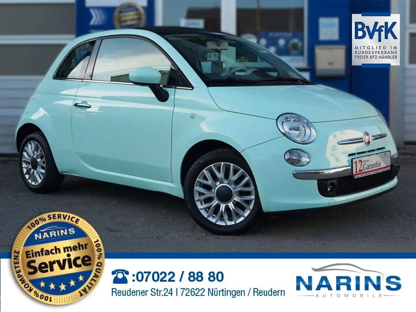 Fiat 500 Cabrio Klima Einparkhilfe Zelená - 1