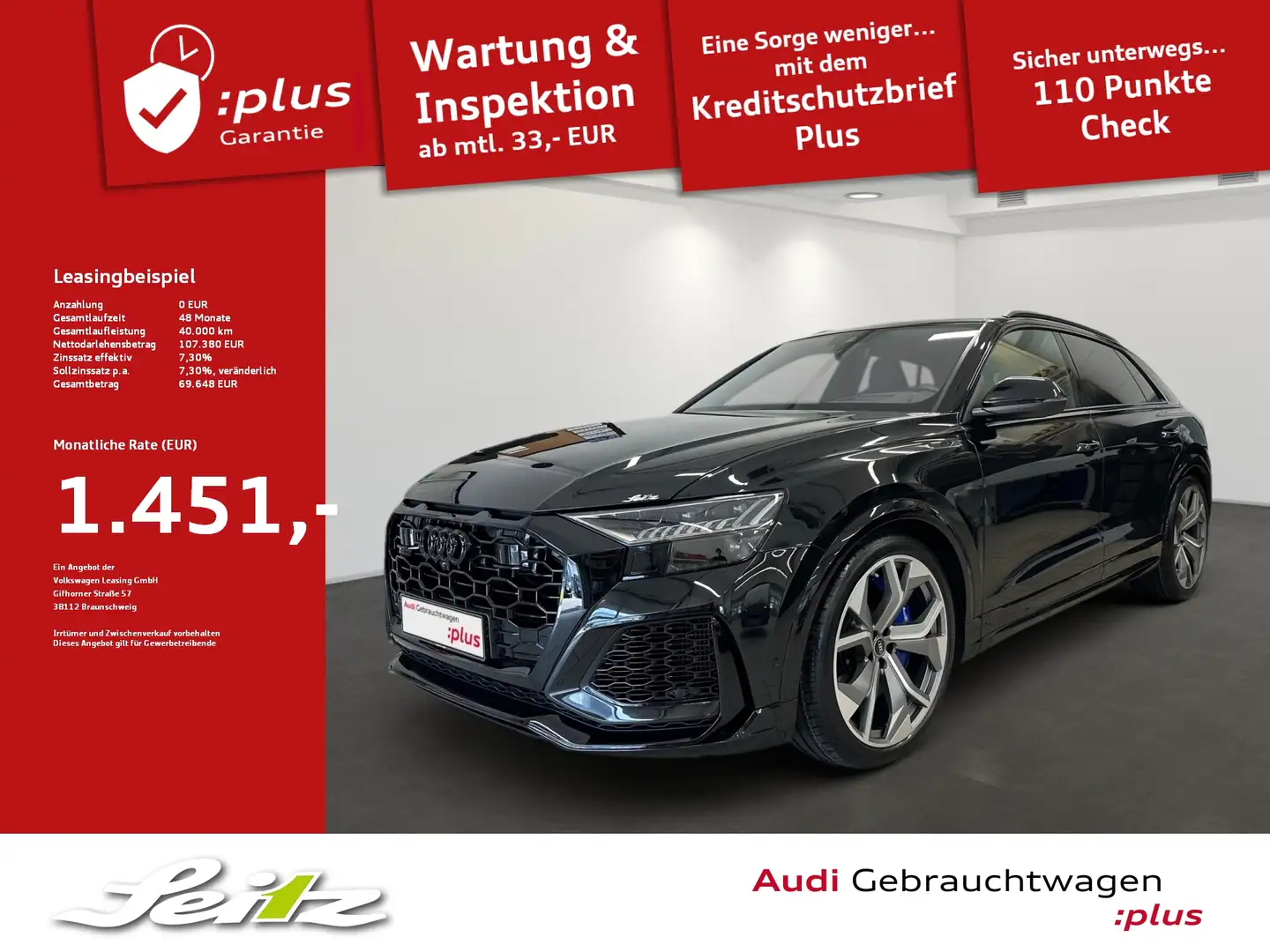 Audi RS Q8 4.0 TFSI quattro *AHK*HEAD-UP*PANO*B&O* Schwarz - 1