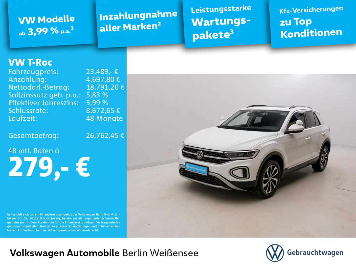 Volkswagen T-Roc 1.5 TSI Style*FAHRSCHULE*NAV*PANO*RFK*APP* Blanc - 1