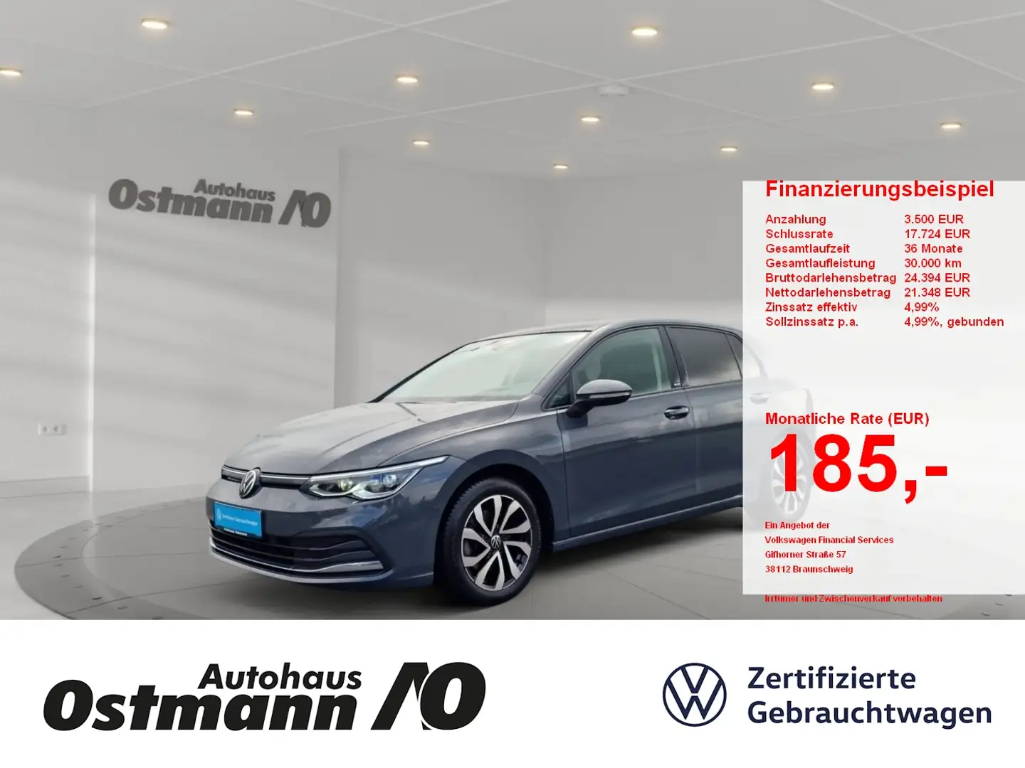 Volkswagen Golf VIII 2.0 TDI Active ACC AHK AUT HUD Kam. SD Grau - 1