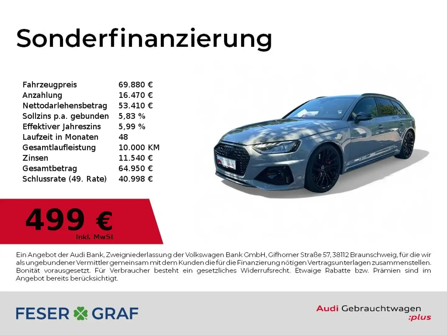 Audi RS4 Avant tiptronic quattro B&O/Pano/Matrix/Sport-AGA Grau - 1
