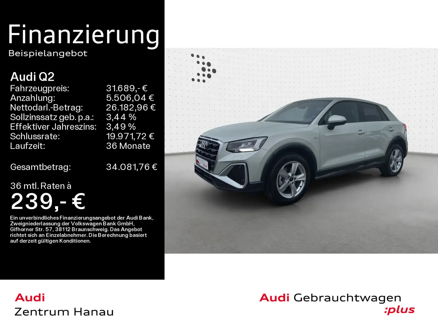 Audi Q2 35 TFSI S-LINE*NAVI-PLUS*LED*AHK*LEDER*SHZ*VI Silber - 1
