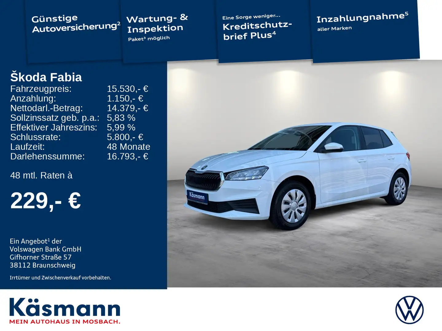 Skoda Fabia Active 1.0MPI LED SHZ BLUETOOTH CARPLAY Weiß - 1