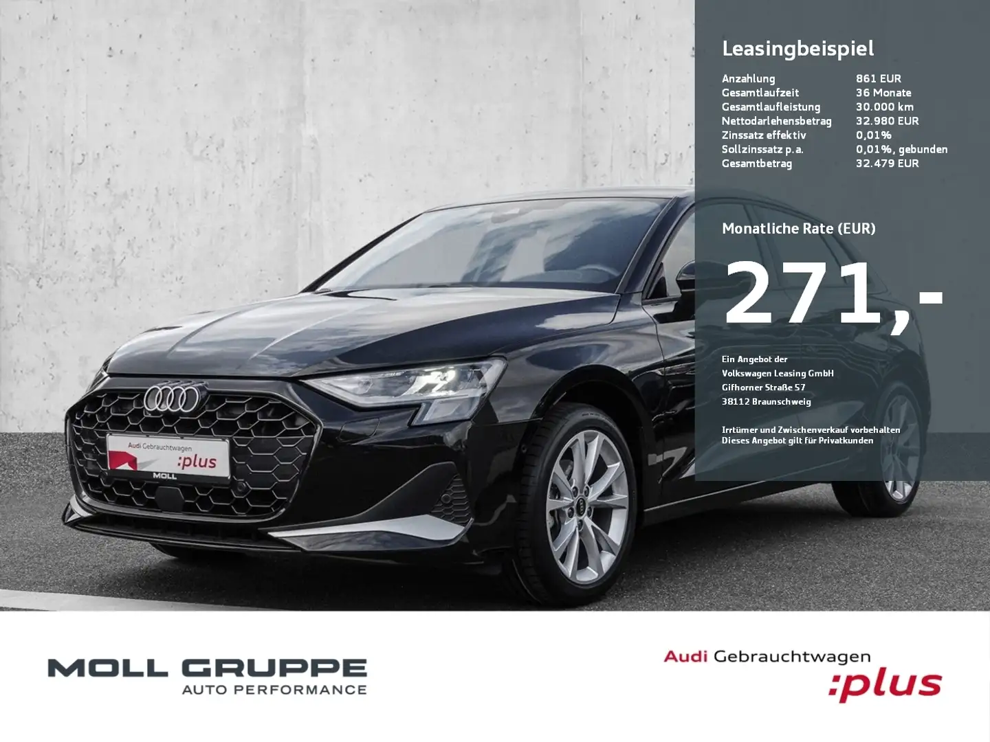 Audi A3 Sportback advanced 35 TFSI S tronic ACC AUT Schwarz - 1