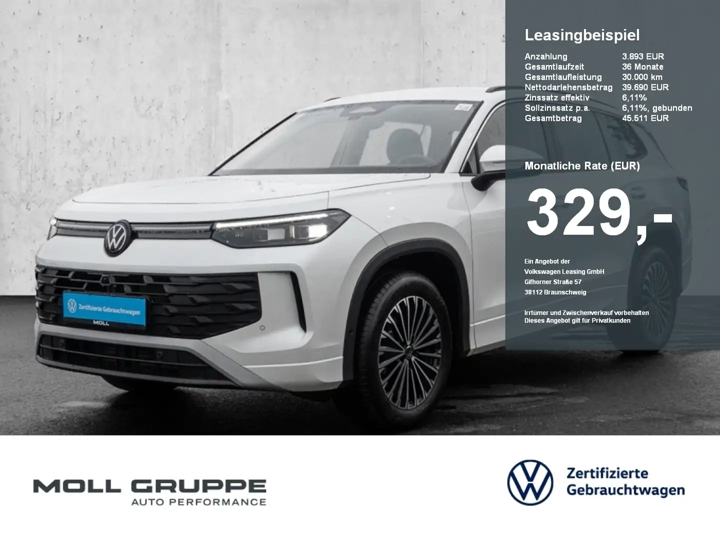 Volkswagen Tayron 1.5 eTSI DSG Life 7-Sitzer NAVI AHK LM Weiß - 1