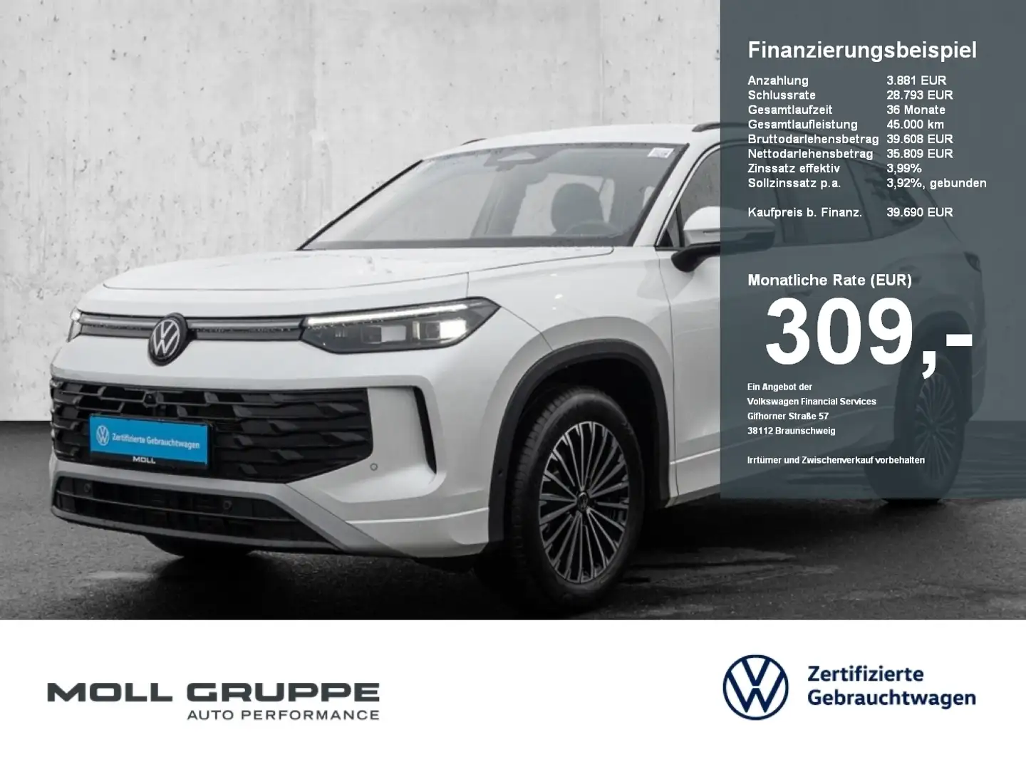 Volkswagen Tayron 1.5 Life eTSI DSG Life AHK LM Weiß - 1