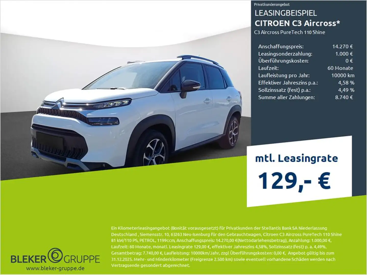 Citroen C3 Aircross PureTech 110 Shine Blanc - 1