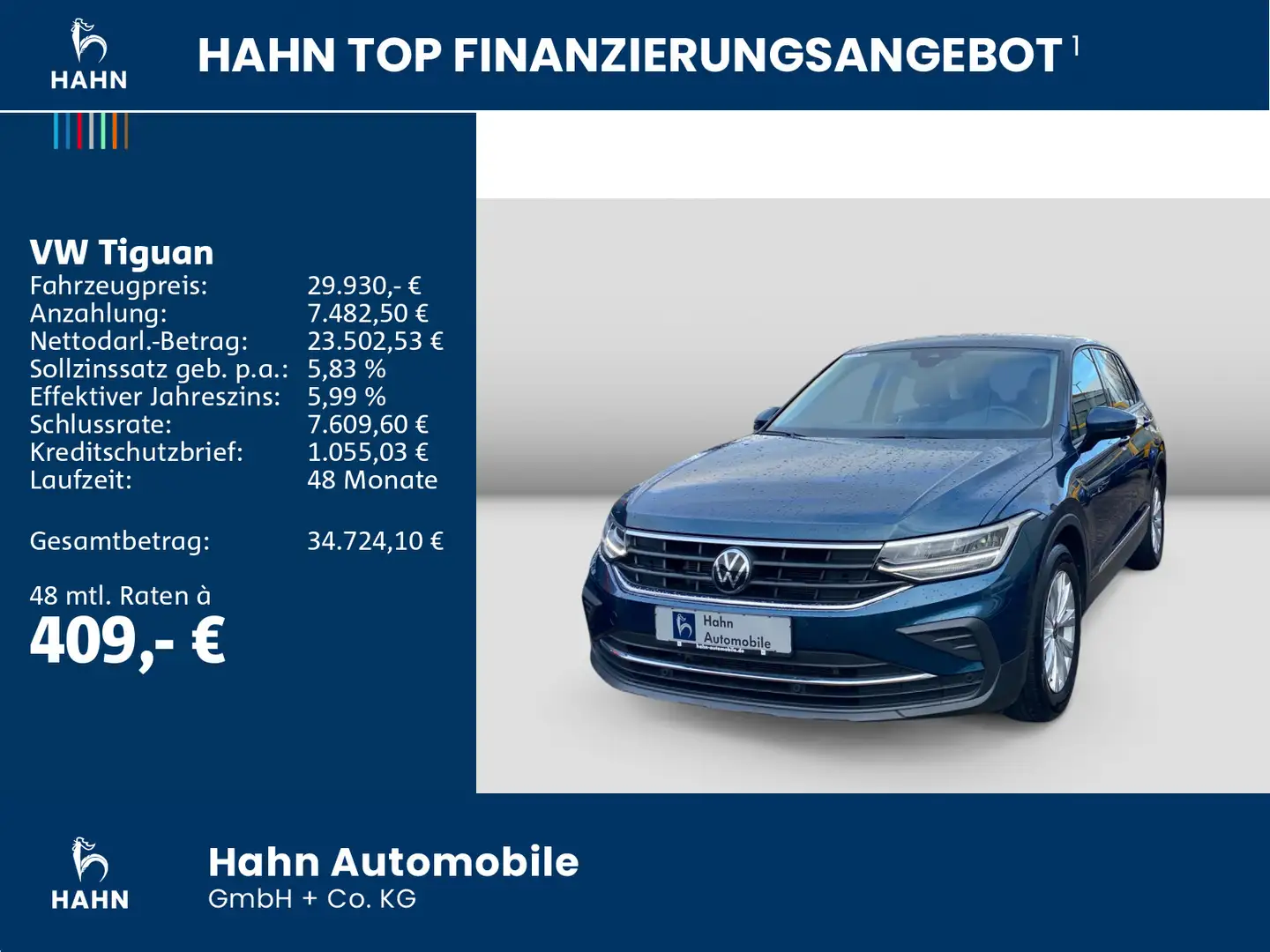 Volkswagen Tiguan 2.0TDI LED Climatr. PDC Sitzh. Bleu - 2