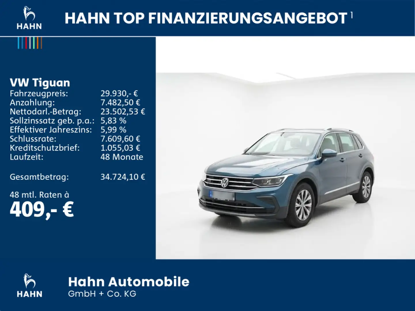 Volkswagen Tiguan 2.0TDI LED Climatr. PDC Sitzh. Blau - 2