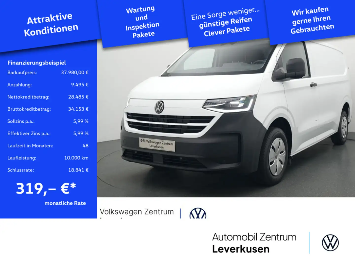 Volkswagen T7 Transporter Kasten TDI MATRIX ACC AHK NAVI Fehér - 1