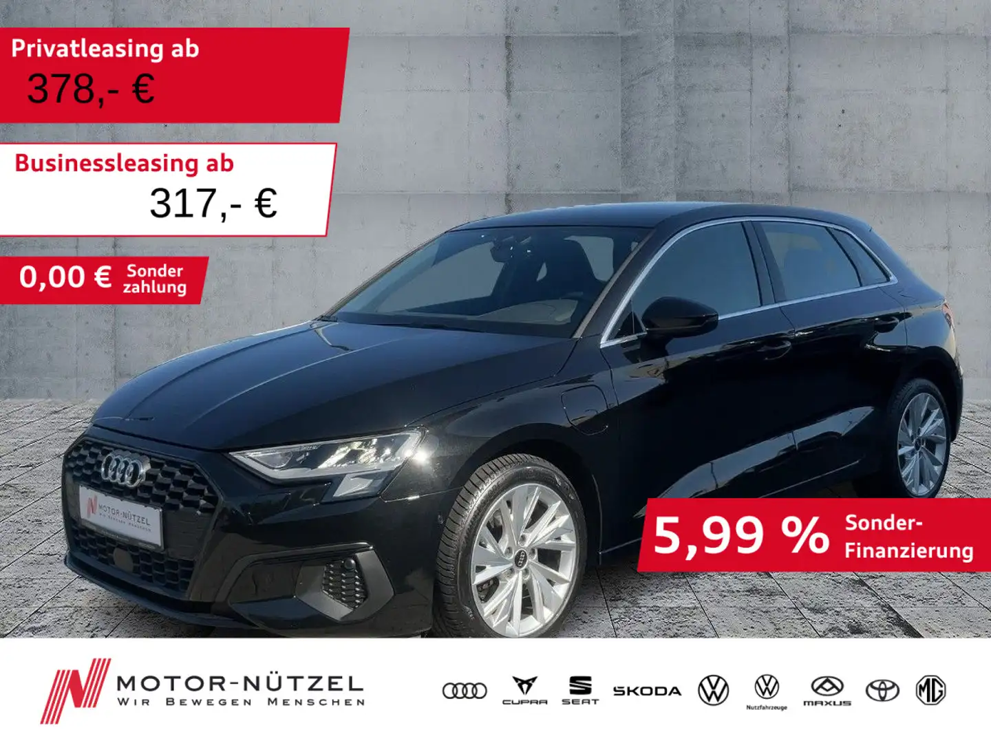 Audi A3 40 TFSI e S-TR PDC+ACC+B&O+PANO+SHZ Zwart - 1