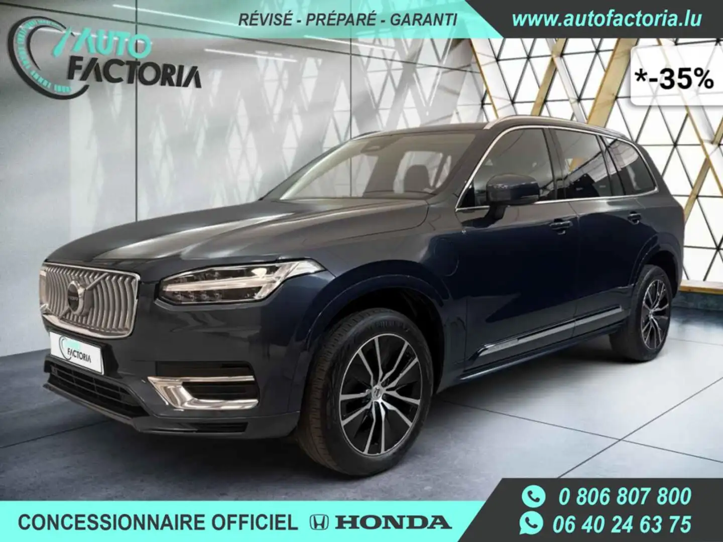 Volvo XC90 -35% T8 PHEV 455cv BVA8 4X4 7PL +GPS+CUIR+Opts Blu/Azzurro - 1
