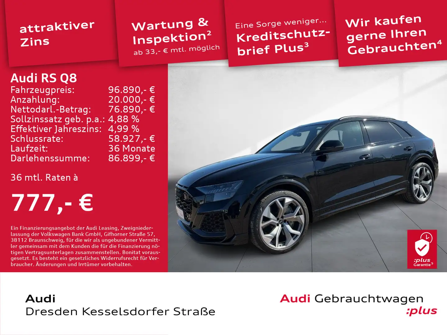 Audi RS Q8 4.0 TFSI Q.LED Navi AHZV Pano Schwarz - 1