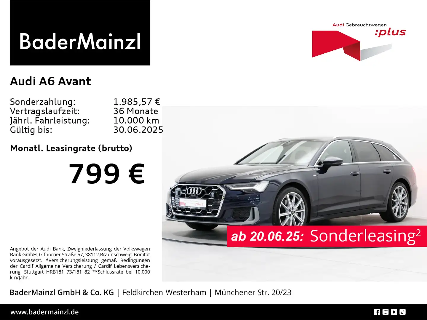 Audi A6 50 TDI quattro S line AHK Stdhz Matrix Blau - 1