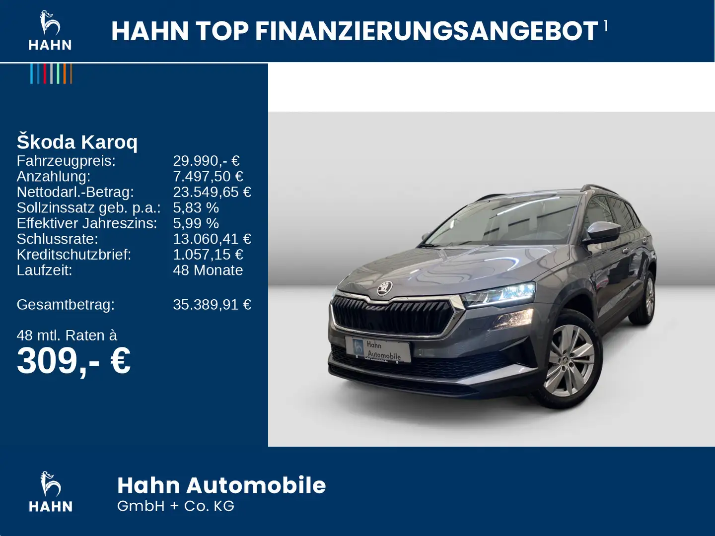Skoda Karoq 1.5 TSI DSG Selection Navi AHK LED CAM PDC Grau - 2